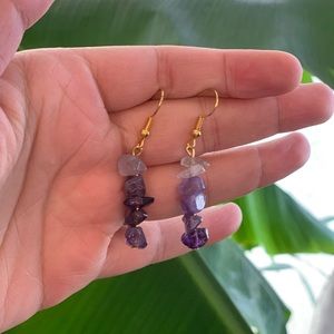 Natural amethyst earrings pierced
